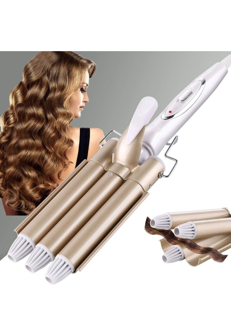 3 Barrel Curling Iron Wand Hair Waver Curler Iron, 1 Inch (25mm) Ceramic Tourmaline Triple Barrels, Crimper Hair Iron Hair Waving Styling Tool for Deep Waves - Image 1