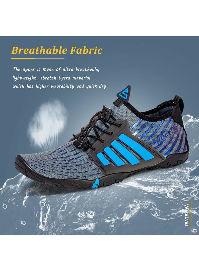 WateLves Water Shoes Mens Womens Beach Swim Shoes Quick-Dry Aqua Socks Pool Shoes for Surf Yoga Water Aerobics (B/Blue Gray, 39) - Image 3
