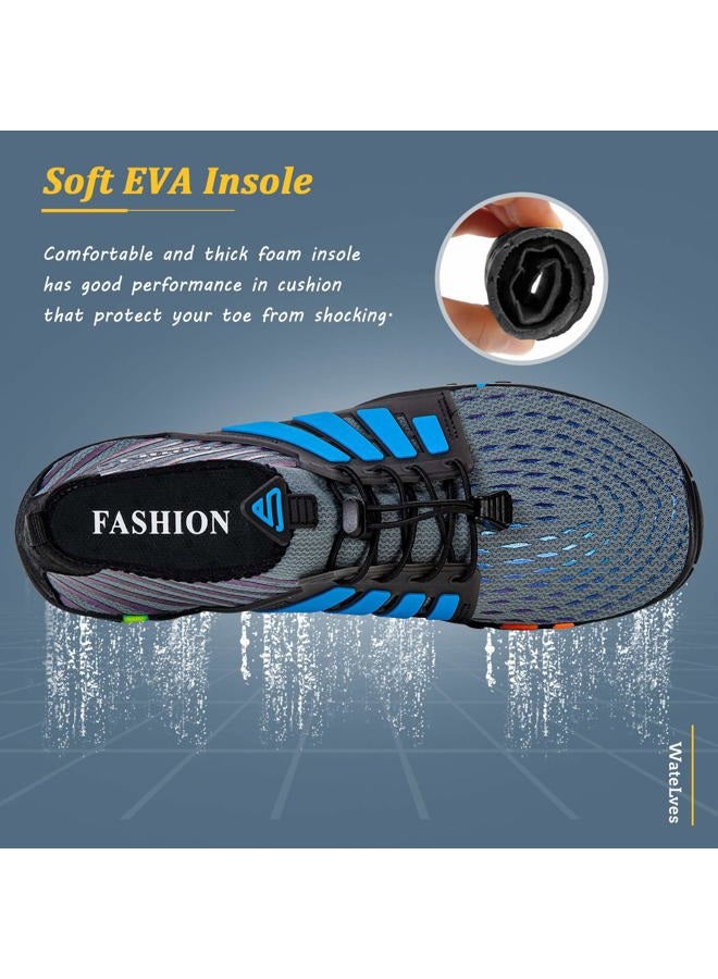 WateLves Water Shoes Mens Womens Beach Swim Shoes Quick-Dry Aqua Socks Pool Shoes for Surf Yoga Water Aerobics (B/Blue Gray, 39) - Image 5