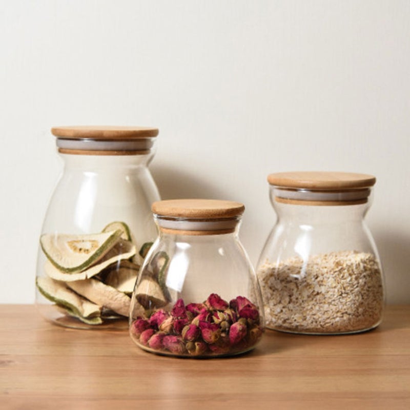 2pcs زجاجة تخزين الزجاج المنزلي حاوية زجاجية - Image 1
