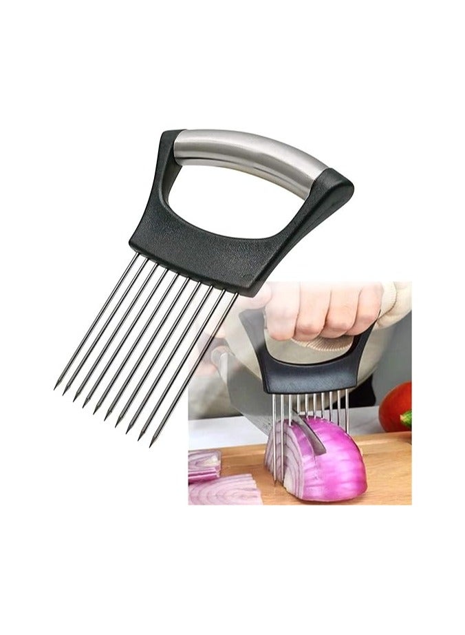 general Stainless Steel Onion Holder for Slicing,Onion Slicer Holder,Onion Cutter for Slicing of Onions,Tomatoes,Avocados,Eggs and Other Vegetables,KItchen Utensils - Image 1