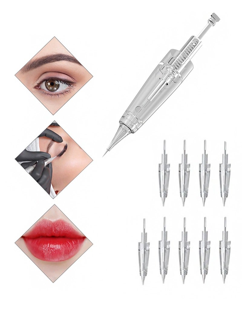 HaLunhi 10pcs Eyebrow Tattoo Needles，4 Styles Of Tattoo Machine Pen Box Needles For Eyebrows，Eyeliner And Lips (1RL, 5RL, 3F, 5F)  - Image 1
