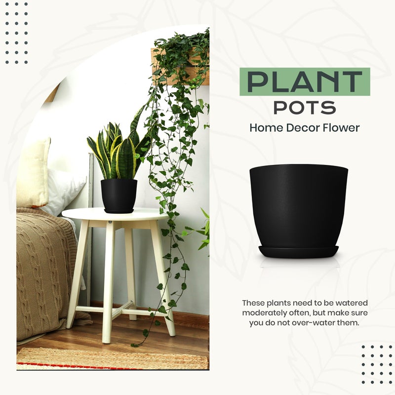 Utopia Home - Plant Pots Indoor with Drainage - 7/6.6/6/5.3/4.8 Inches Home Decor Flower Pots - Pack of 10 Plastic Planters for Indoor Plants, Cactus, Succulents Pot - Black - Image 4