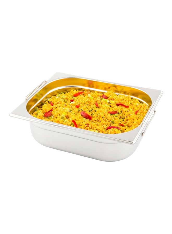 Restaurantware Half Size Steam Table Pan with Collapsible Handles, Easily Insert and Remove - 4" Deep - Anti Jam - Stainless Steel - Commercial Grade - 1ct Box - Met Lux - Image 2