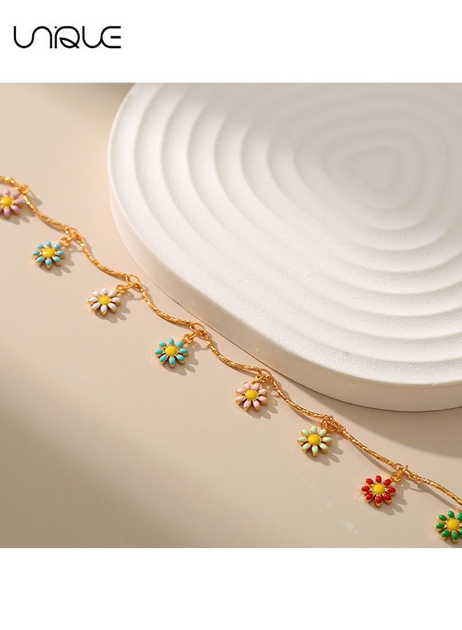 يونيك الخلخال - قلادة ديزي الخلخال - الخلخال البوهيمي - اليد رسمت تقطر الحرفية الملونة ديزي الخلخال - بسيطة وأنيقة - الخلخال الجديد - نساء - Image 3