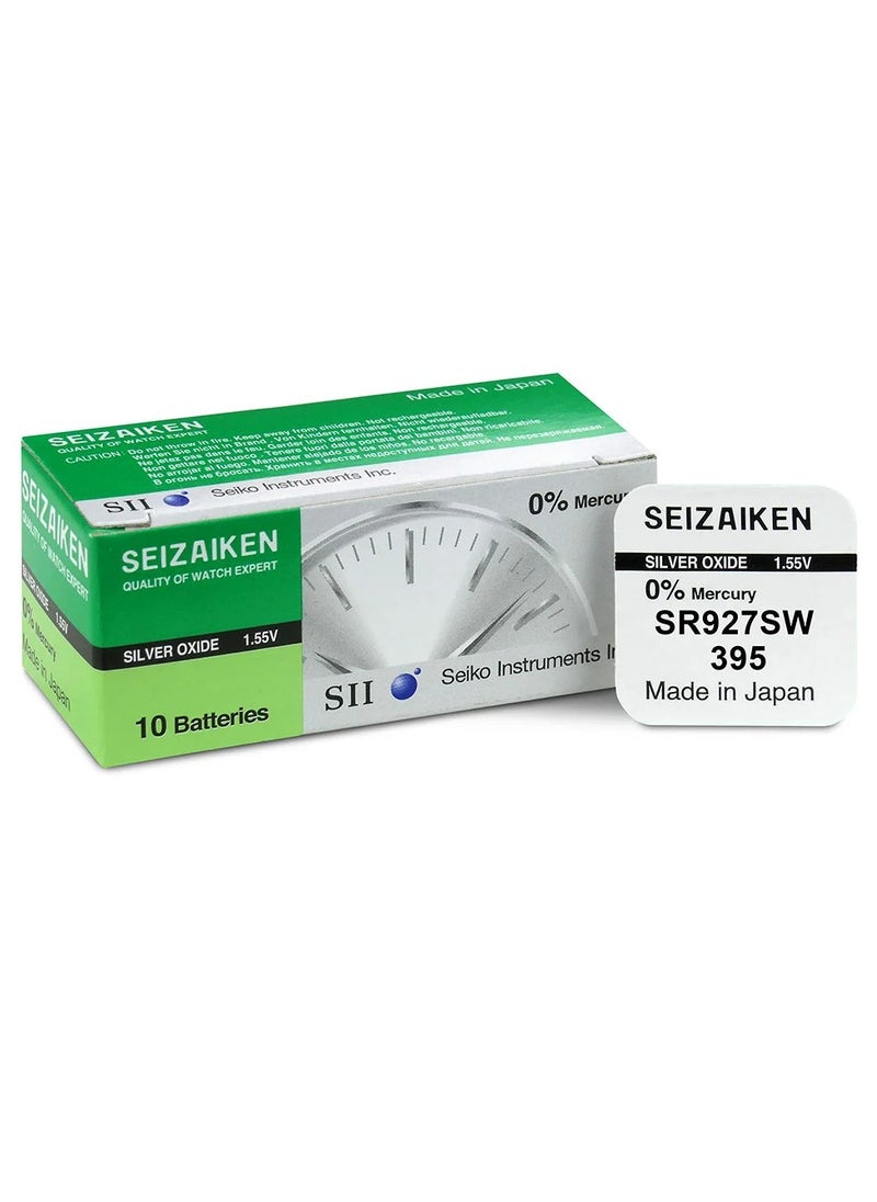 Seizaiken 10-Pieces Seizaiken / SEIKO 395 / SR927SW Silver Oxide 1.55V 0%Mercury (Watch) Batteries  - Image 1