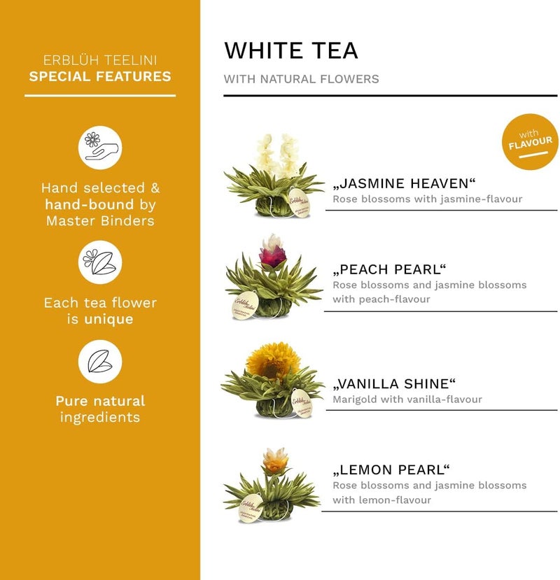 Creano Blooming Tea Flowers - 8 Flowering Teas in 4 Varieties with White Tea - Image 2