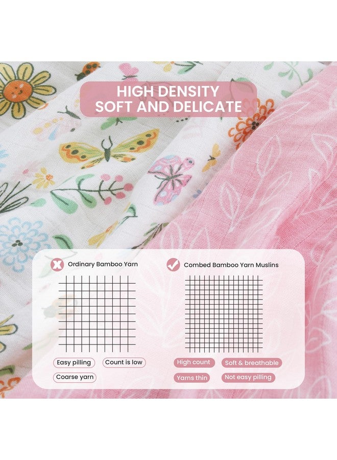 Softan Swaddle Blankets for Baby Girls & Boys Gift, Large 47X47 inches Receiving Blankets for Newborn,4 Pack Flowers and Butterflies - Image 5
