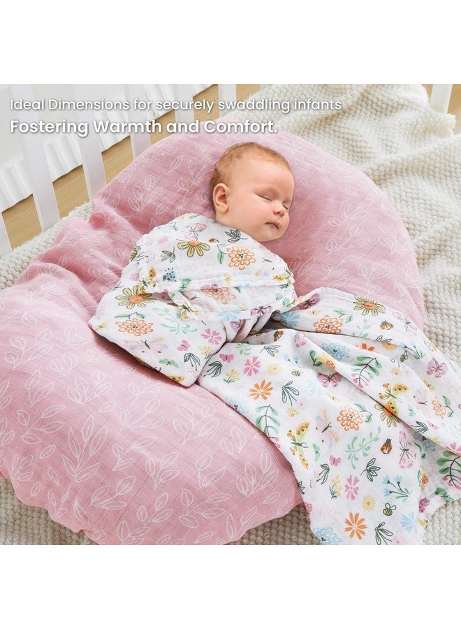 Softan Swaddle Blankets for Baby Girls & Boys Gift, Large 47X47 inches Receiving Blankets for Newborn,4 Pack Flowers and Butterflies - Image 2