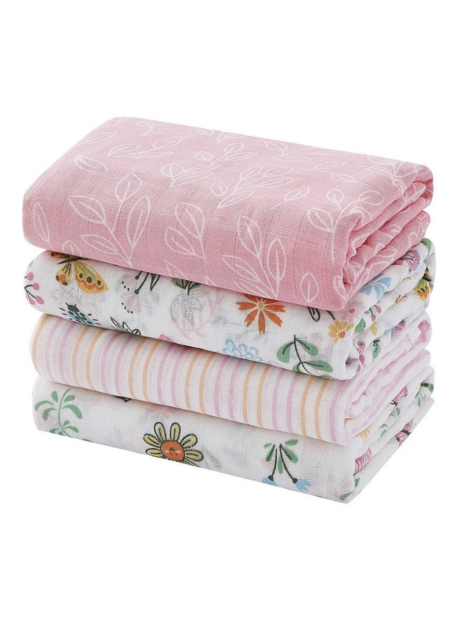 Softan Swaddle Blankets for Baby Girls & Boys Gift, Large 47X47 inches Receiving Blankets for Newborn,4 Pack Flowers and Butterflies - Image 1