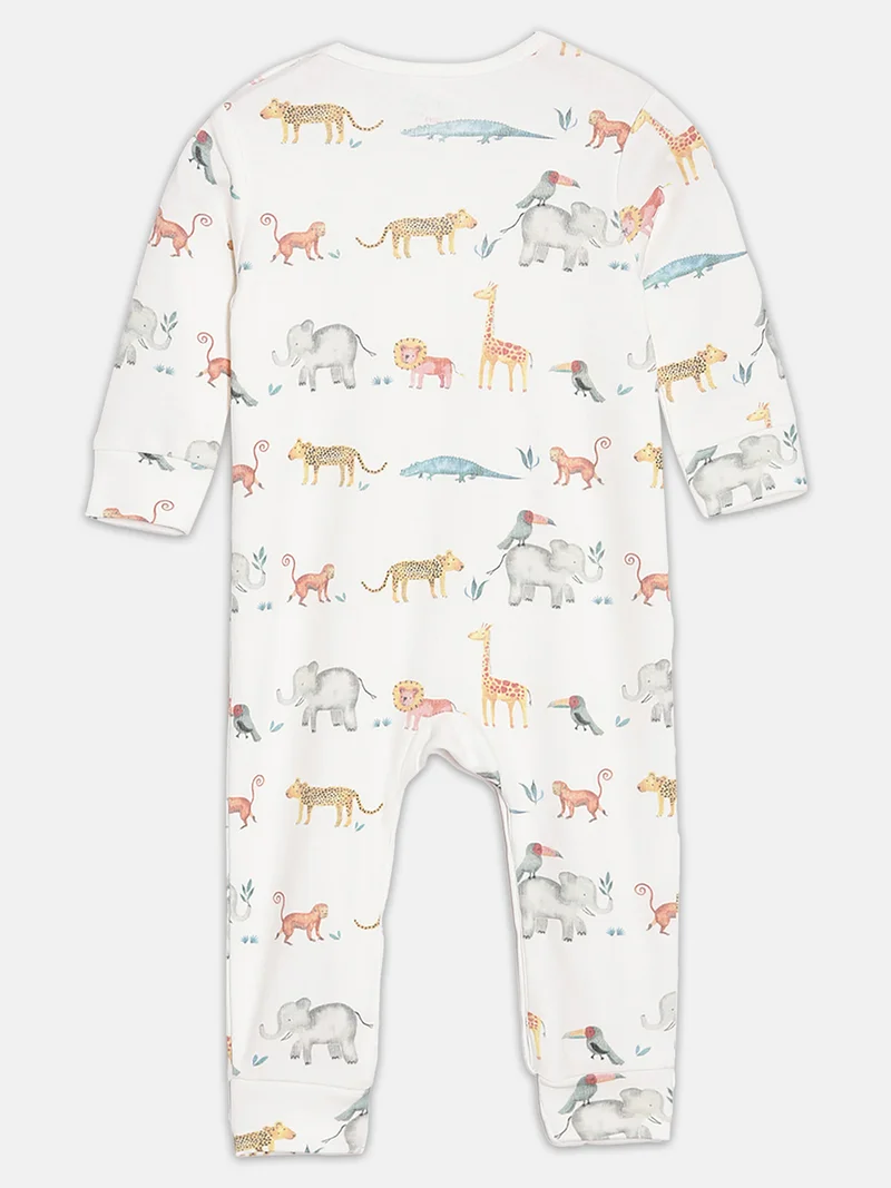 Broon Broon Infant Boys Mustard and Off White Printed Organic Cotton Sleepsuit Pack of 2