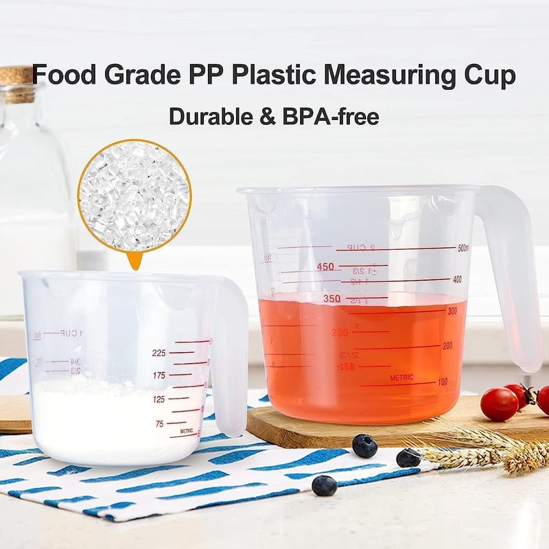 ATETO Plastic Measuring Cup Set with Handle Liquid Measuring Cup 124 Capacity Measuring Jug for FlourOilPowderMilk Set of 3 PCs2505001000 ML - Image 5