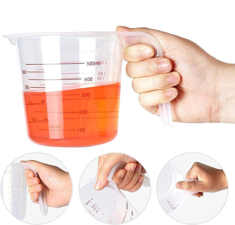 ATETO Plastic Measuring Cup Set with Handle Liquid Measuring Cup 124 Capacity Measuring Jug for FlourOilPowderMilk Set of 3 PCs2505001000 ML - Image 3