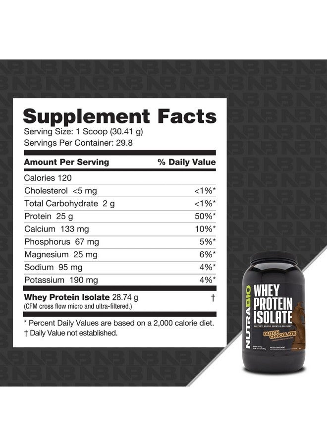 نوترا بايو مكمل غذائي معزول من مسحوق بروتين مصل اللبن من NutraBio - 25 جرامًا من البروتين لكل مغرفة مع ملف تعريف كامل للأحماض الأمينية - مسحوق بروتين خالٍ من الصويا والغلوتين - بدون مواد مالئة وغير معدل وراثيًا - شوكولاتة هولندية - 2 رطل. - Image 2