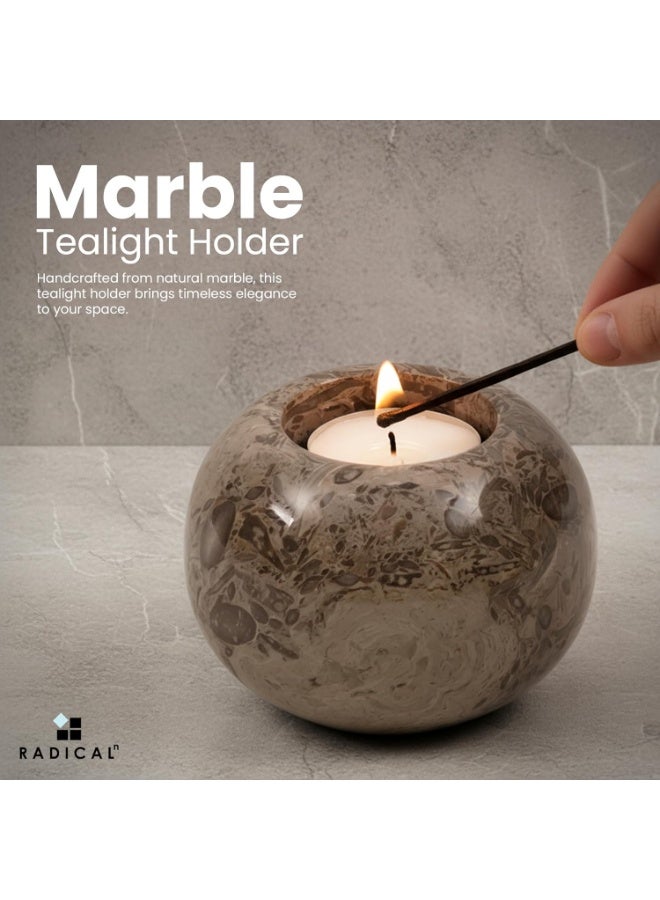 راديكالن حامل شموع صغير من الرخام المحيطي | طقم من 3 قطع مصنوع يدويًا، مقاس 4 بوصات، مناسب لحفلات الزفاف وطاولات الطعام - Image 4