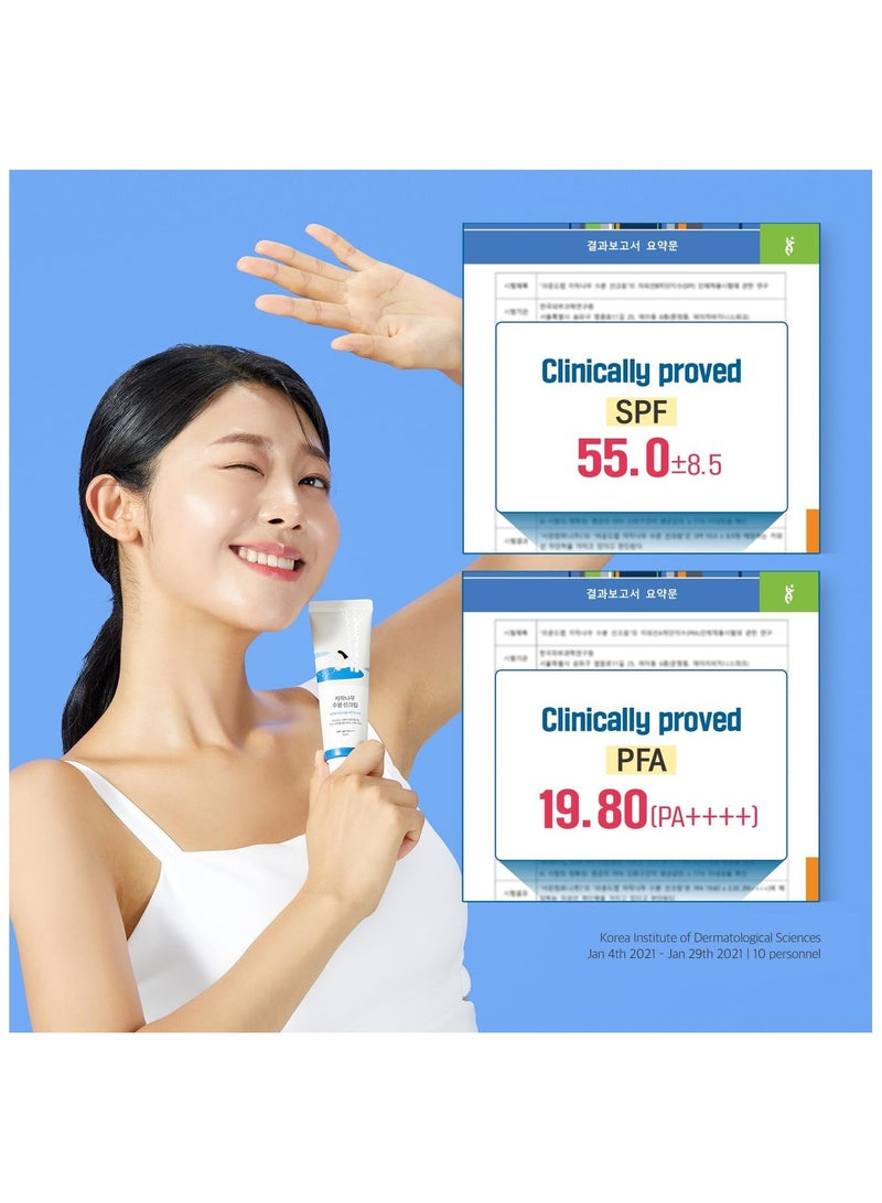 ROUND LAB About this item [SPF50+, PA++++] A moisturizing sunscreen that protects your skin from harmful UV rays while replenisihing and hydrating it. Soft and creamy texture with better absorption, and no white cast. This hydrating sunscreen does double duty as a moisturizer. [ACTIVE INGREDIENTS] Niacinamide helps decrease hyperpigmentation and brighten skin tone, while Hyaluronic acid provides hydration. [HOW TO USE] As the last step of a skincare routine, gently apply a sufficient amount on your skin, spread it out as if creating a barrier. [ABOUT ROUND LAB] Clean and pure skincare derived from a land where the sea, wind and mountains meet. We proudly want to introduce the wonders of the Korean Peninsula and its sacred ingredients. - Image 5