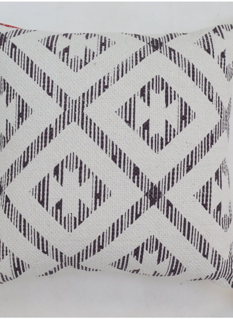 Ramsha - Grey and White Color Printed Home Decor Tassel Cushion with insert for bedroom - Image 1