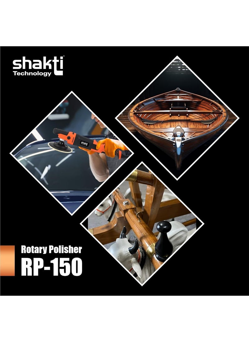 Shakti Technology Shakti Technology RP150 1200W Electric Car Polisher 21MM Orbit with DHandle Rotary Polisher 10003000 RPM with 150MM6Inch Wheel Size 6 Variable Speed Disk Ideal for Cars SUV Boats  - Image 3