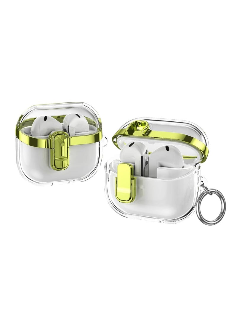 for AirPods Pro 2nd Gen Case with hook, Military Hard Protective Armor with Lock, for AirPod 2 Charging Case(Clear-Green)