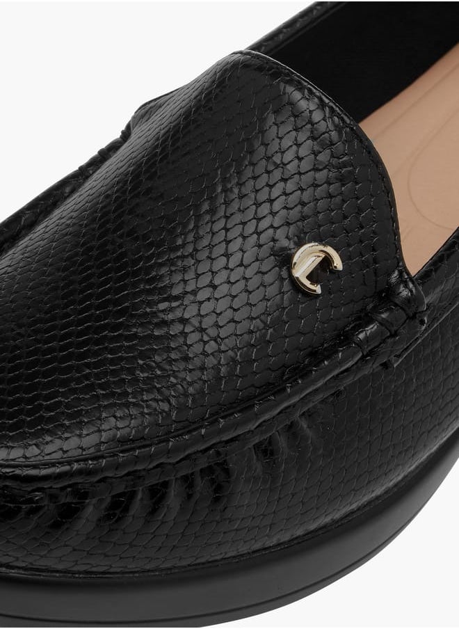 Le Confort Women Textured Slip-On Loafers with Wedge Heels  - Image 4