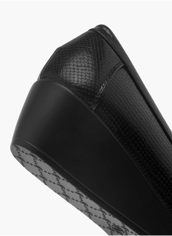 Le Confort Women Textured Slip-On Loafers with Wedge Heels  - Image 5