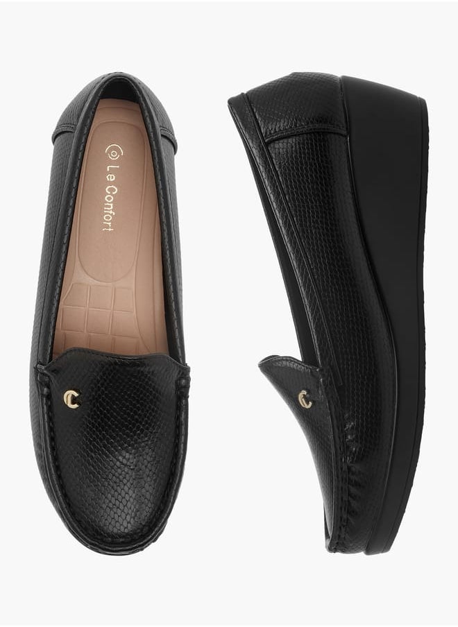 Le Confort Women Textured Slip-On Loafers with Wedge Heels  - Image 1
