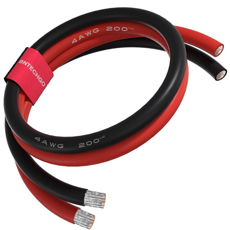 BNTECHGO 4 Gauge Silicone Wire 5 ft Red and 5 ft Black Flexible 4 AWG Stranded Tinned Copper Wire - Image 2