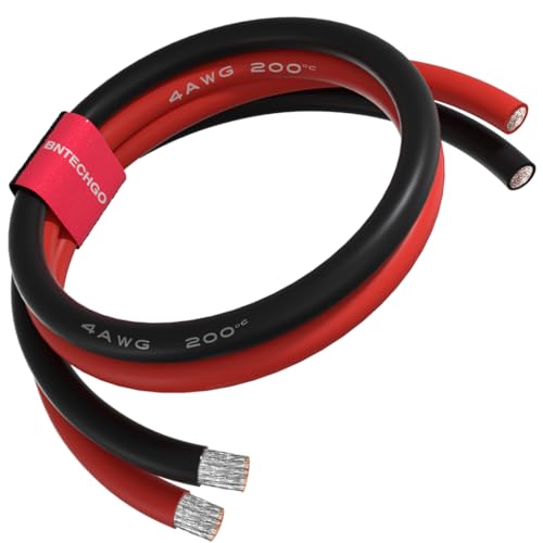 BNTECHGO 4 Gauge Silicone Wire 5 ft Red and 5 ft Black Flexible 4 AWG Stranded Tinned Copper Wire - Image 1