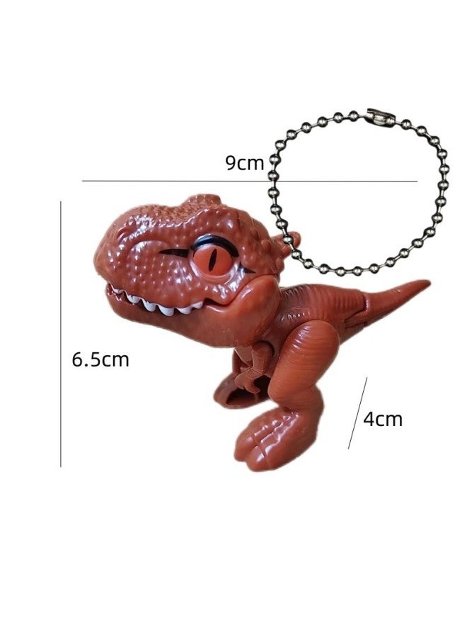 Finger-biting Dinosaur Toy Joint Movable Tyrannosaurus Rex Simulation Model Ornament Pendant Children Doll Birthday Gift-Color:Finger-biting Dinosaur Tyrannosaurus Rex Brown + Bracelet  - Image 1