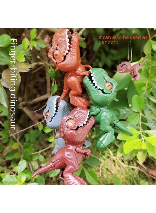 Finger-biting Dinosaur Toy Joint Movable Tyrannosaurus Rex Simulation Model Ornament Pendant Children Doll Birthday Gift-Color:Finger-biting Dinosaur Tyrannosaurus Rex Brown + Bracelet  - Image 2