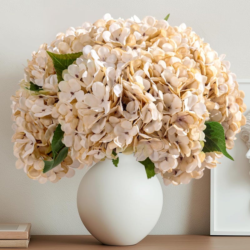 Bailikang 10PCS Fake Hydrangea Artificial Flowers Hydrangea Bouquet for Home Wedding Bridal Bouquet Office Party Table Centerpiece DIY Floral Decor (Autumn White) - Image 1
