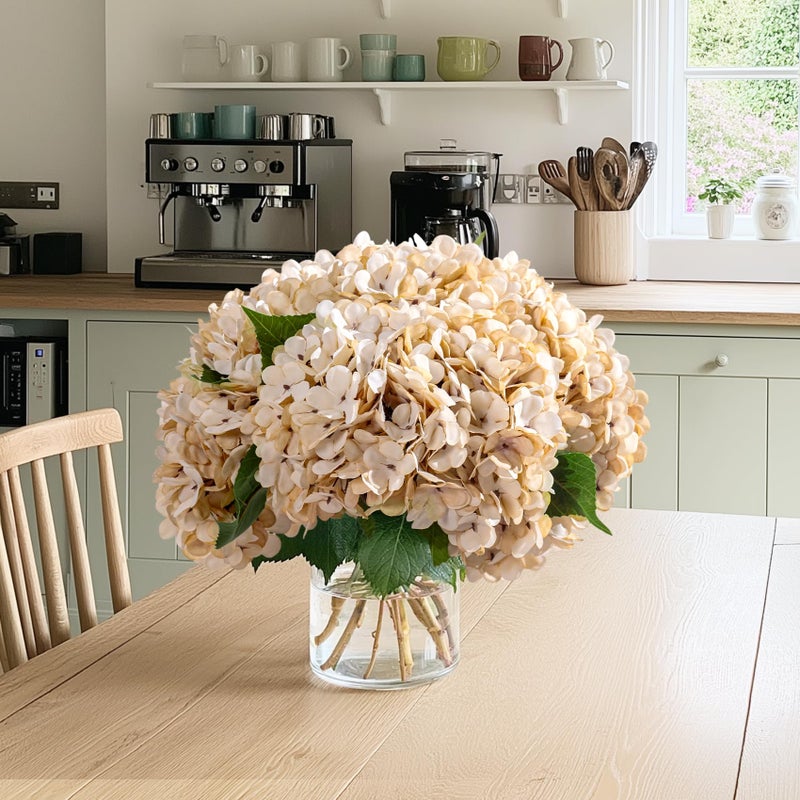Bailikang 10PCS Fake Hydrangea Artificial Flowers Hydrangea Bouquet for Home Wedding Bridal Bouquet Office Party Table Centerpiece DIY Floral Decor (Autumn White) - Image 4