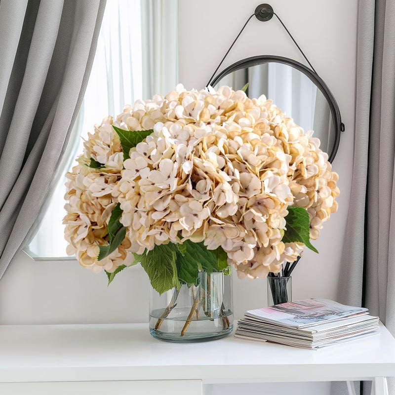Bailikang 10PCS Fake Hydrangea Artificial Flowers Hydrangea Bouquet for Home Wedding Bridal Bouquet Office Party Table Centerpiece DIY Floral Decor (Autumn White) - Image 5