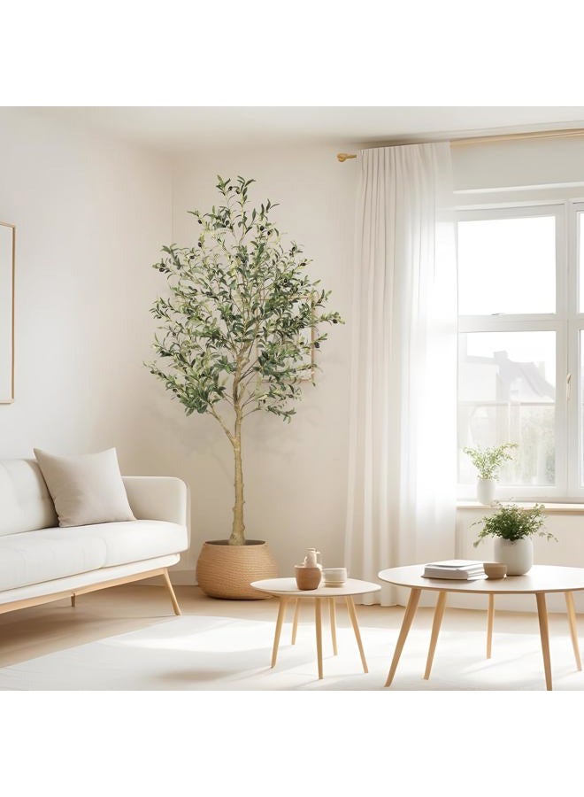 FEELEAD 8ft Artificial Olive Tree – Large Faux Olive Plant Indoor with Pot 240cm, Lifelike Olive Trees Artificial Indoor, Tall Fake Olive Tree for Living Room Decor - Image 5