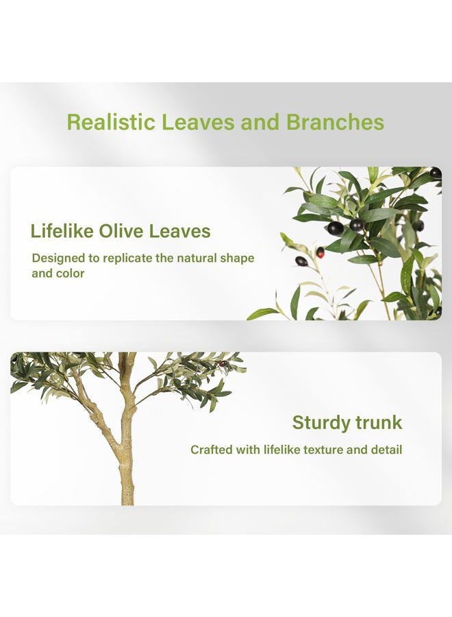 FEELEAD 8ft Artificial Olive Tree – Large Faux Olive Plant Indoor with Pot 240cm, Lifelike Olive Trees Artificial Indoor, Tall Fake Olive Tree for Living Room Decor - Image 4