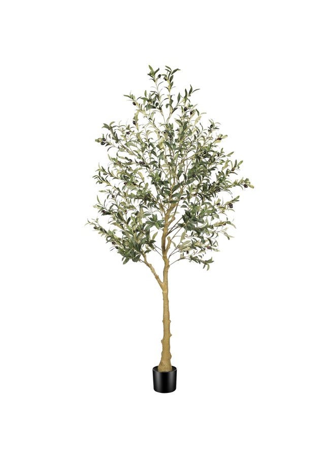 FEELEAD 8ft Artificial Olive Tree – Large Faux Olive Plant Indoor with Pot 240cm, Lifelike Olive Trees Artificial Indoor, Tall Fake Olive Tree for Living Room Decor - Image 1