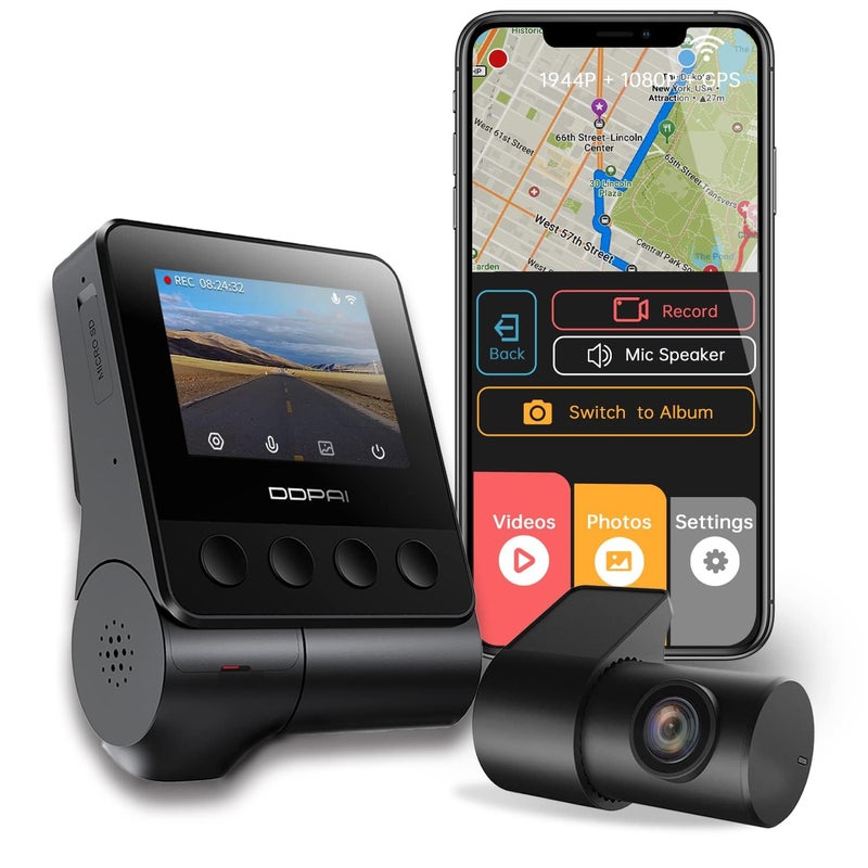 ddpai كاميرا داش كام Z40 بنظام GPS مزدوج القناة، 3K أمامية و FHD خلفية، مستشعر 5MP IMX335، تسجيل متكرر، وضع وقوف اختياري، واي فاي، مستشعر G، WDR، يدعم حتى 128GB - Image 1