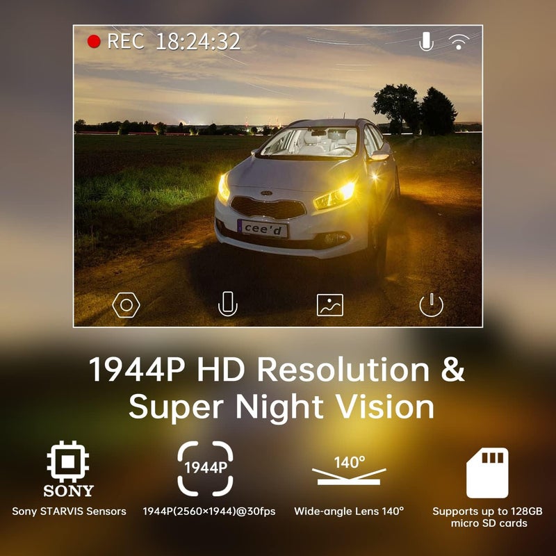 ddpai كاميرا داش كام Z40 بنظام GPS مزدوج القناة، 3K أمامية و FHD خلفية، مستشعر 5MP IMX335، تسجيل متكرر، وضع وقوف اختياري، واي فاي، مستشعر G، WDR، يدعم حتى 128GB - Image 3