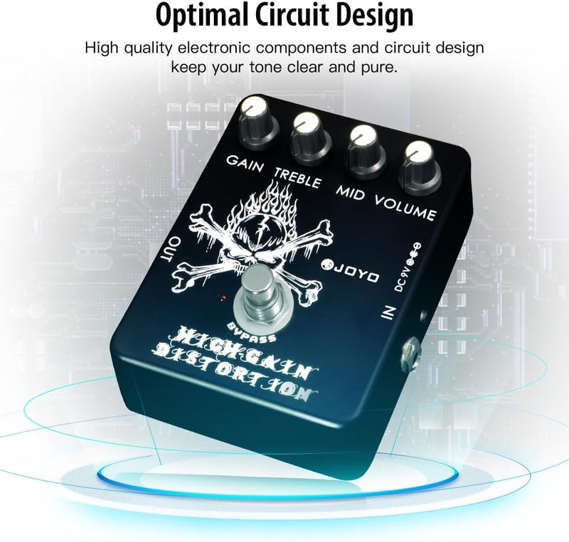 JOYO High Gain Distortion Pedal from AC/DC Crunch to Heavy Metal with Full Range EQ for Electric Guitar Effect - Bypass (JF-04) - Image 3
