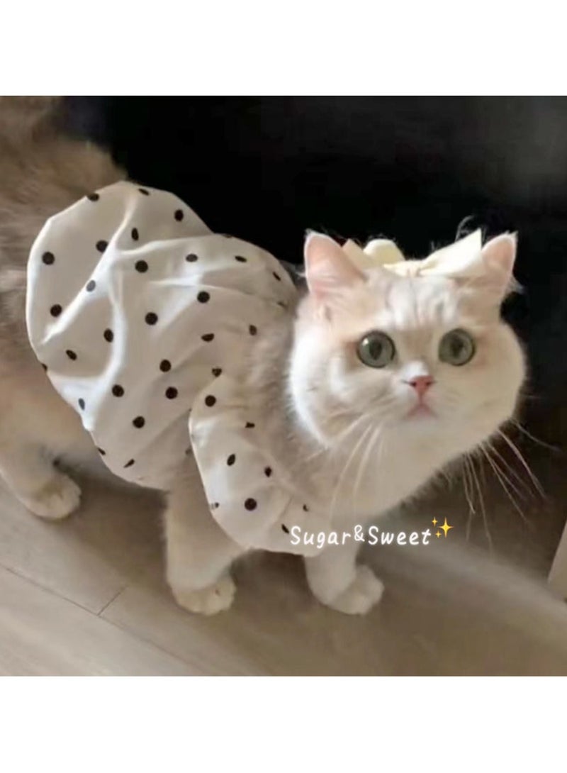 A.M Cute Polka Dot,Cat Pet Dog Dress, Cute Small Dog Clothes Summer Princess Storm Dot Dress for Teddy - Image 1