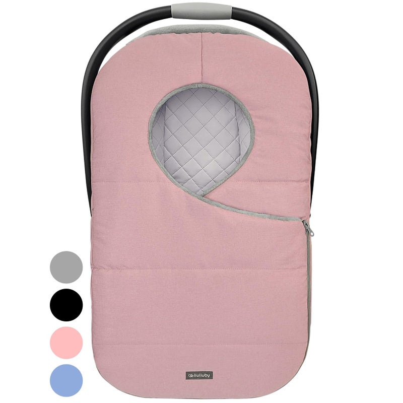 Winter Carseat Cover for Baby Infant Car Seat Cover Baby Doona Accessories Winter Car Seat Canopy for Boys Girls New Born Essentials Must Haves for Cold Weather Warm Thick Fleece Pink