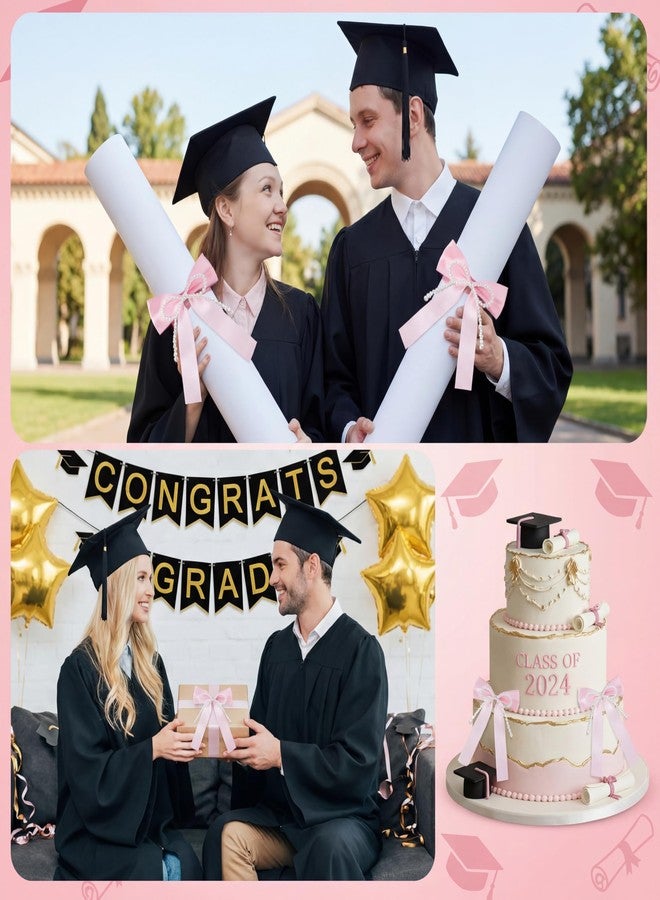 Suncalla 6 Pcs Pink Graduation Cap Bow Pearl Bow Decor Class of 2026 Decorations 5.1 x 7.5 Inch 2026 Graduation Ceremony Accessories for Party Decoration(Pink) - Image 3