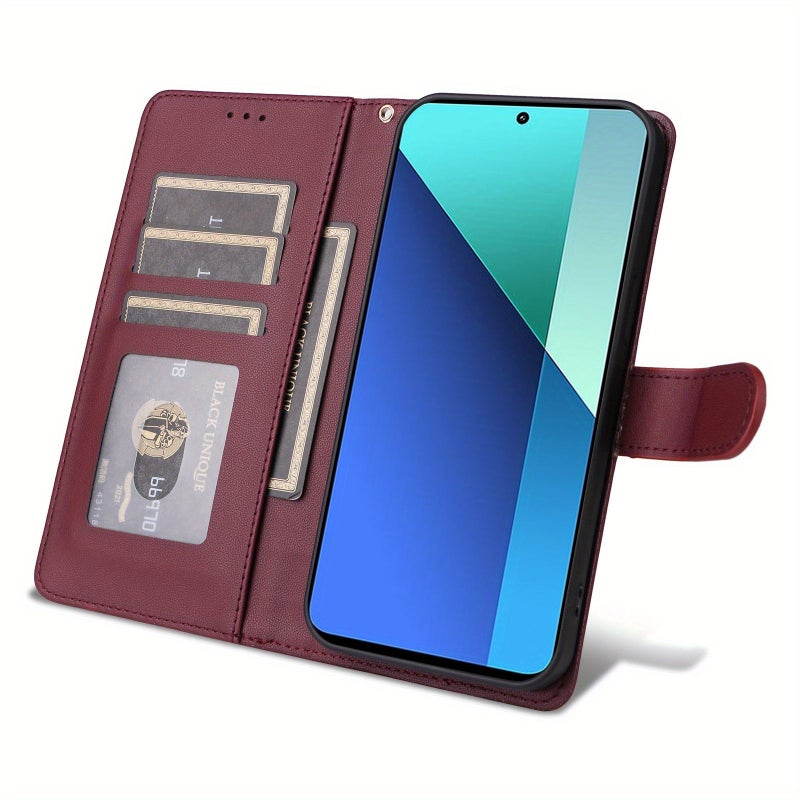 Faux Leather Dual Function Phone Case with Card Holder Stand for Redmi Note 13 Pro 4G White - Image 5