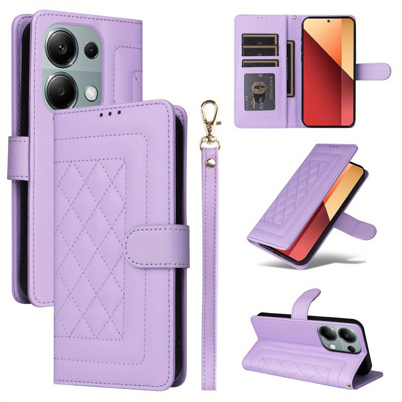 Faux Leather Dual Function Phone Case with Card Holder Stand for Redmi Note 13 Pro 4G White - Image 2