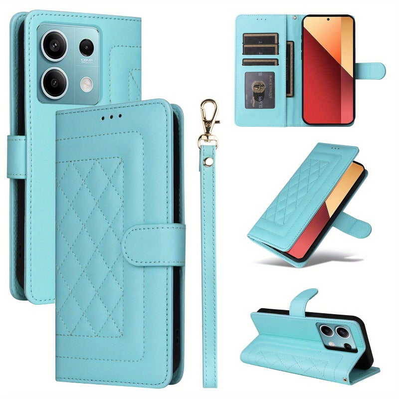 Faux Leather Dual Function Phone Case with Card Holder Stand for Redmi Note 13 Pro 4G White - Image 4