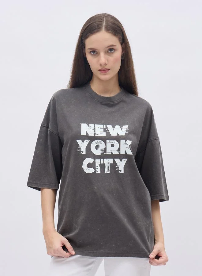 Styli Styli New York City Print Dropped Shoulder T-Shirt