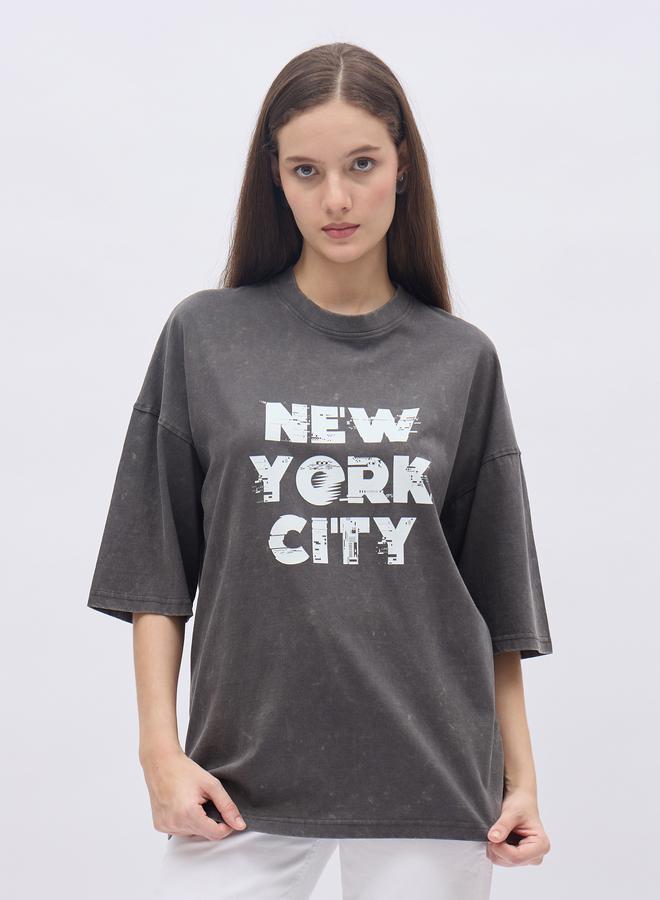 Styli New York City Print Dropped Shoulder T-Shirt - Image 2