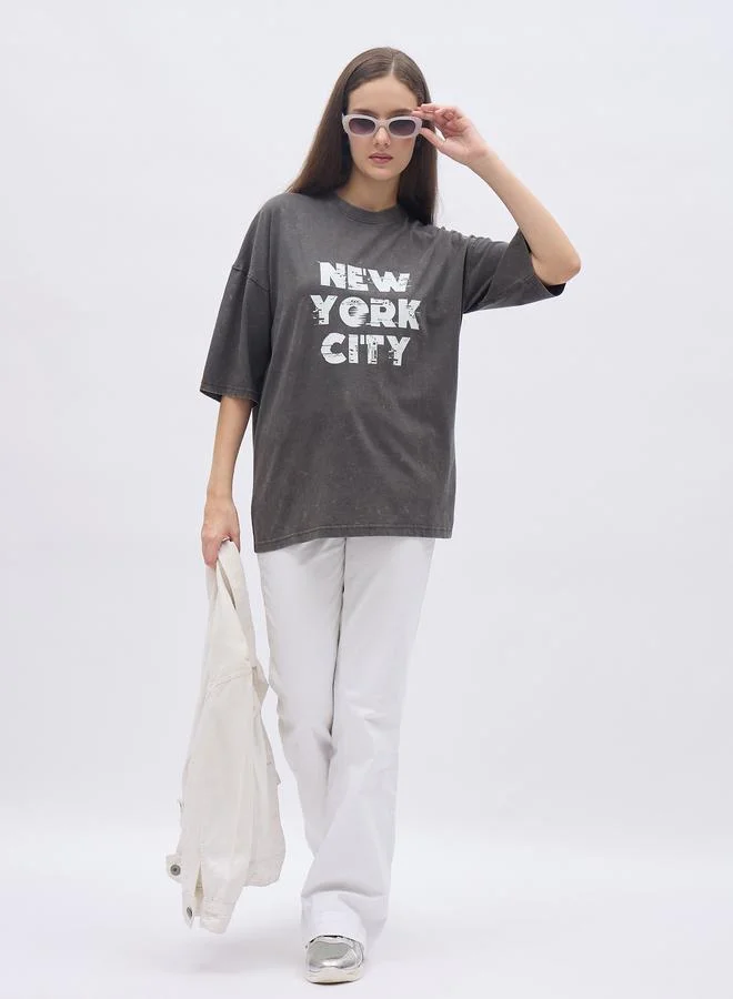 Styli Styli New York City Print Dropped Shoulder T-Shirt