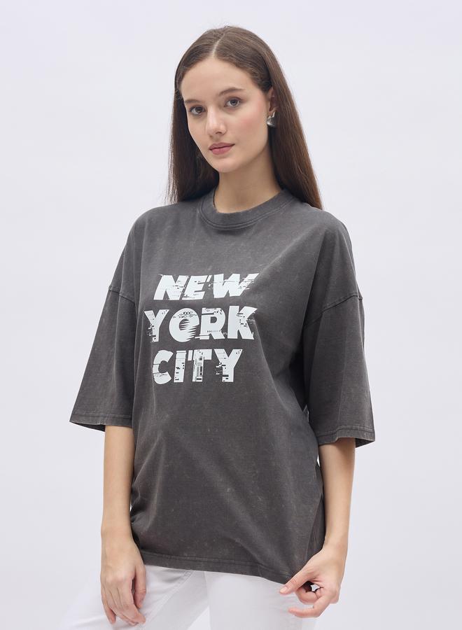 Styli New York City Print Dropped Shoulder T-Shirt - Image 3