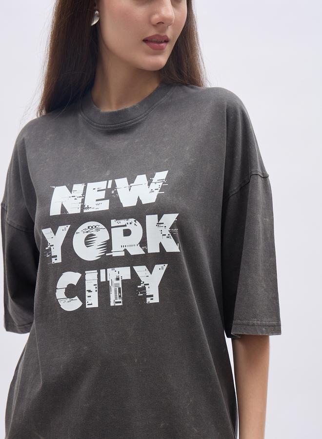 Styli New York City Print Dropped Shoulder T-Shirt - Image 4